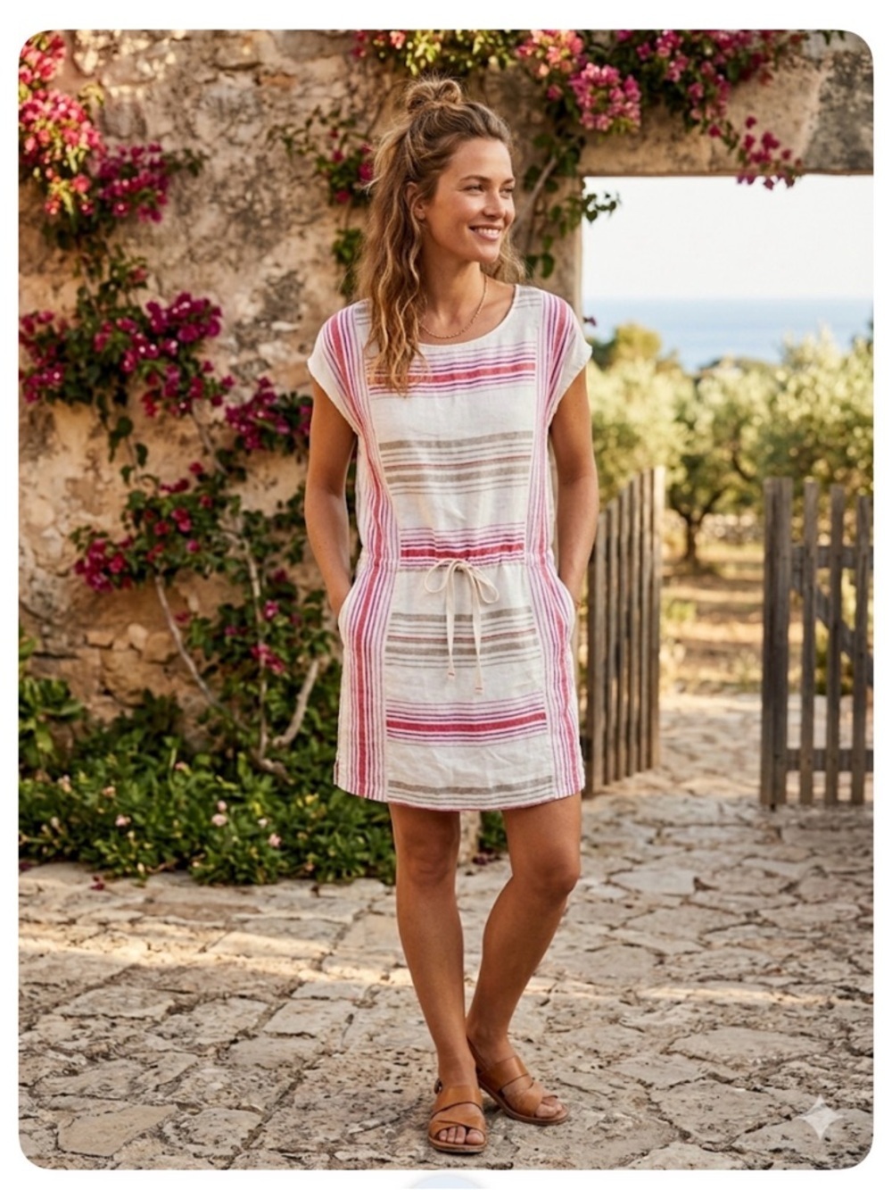 LOFT | Dresses | Loft Beach Linen Striped Mini Dress Size Small Lightweight Cool Comfortable